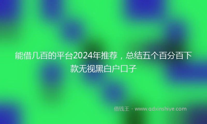 能借几百的平台2024年推荐，总结五个百分百下款无视黑白户口子