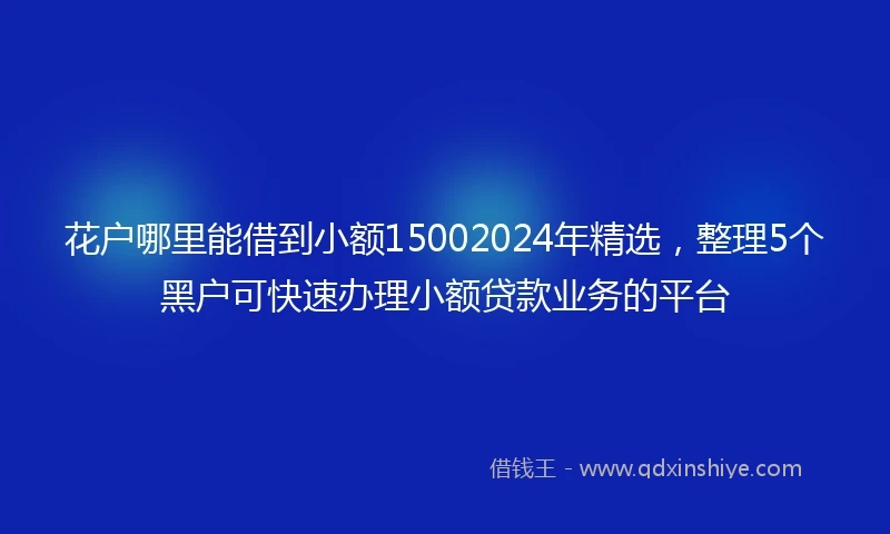 花户哪里能借到小额15002024年精选，整理5个黑户可快速办理小额贷款业务的平台
