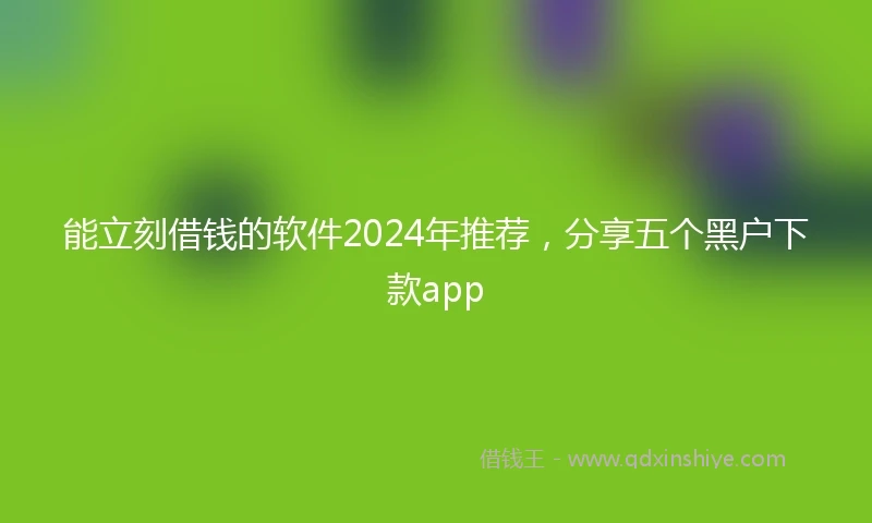 能立刻借钱的软件2024年推荐，分享五个黑户下款app