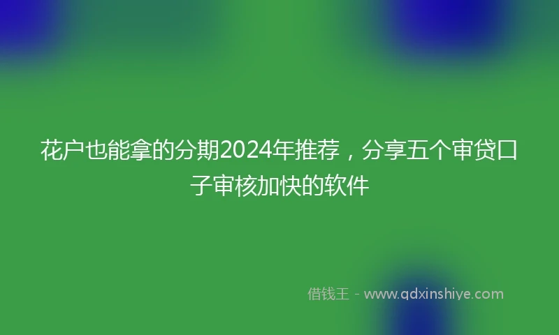 花户也能拿的分期2024年推荐,分享五个审贷口子审核加快的软件