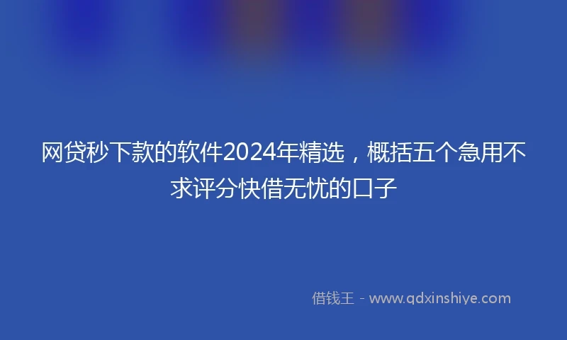 网贷秒下款的软件2024年精选，概括五个急用不求评分快借无忧的口子
