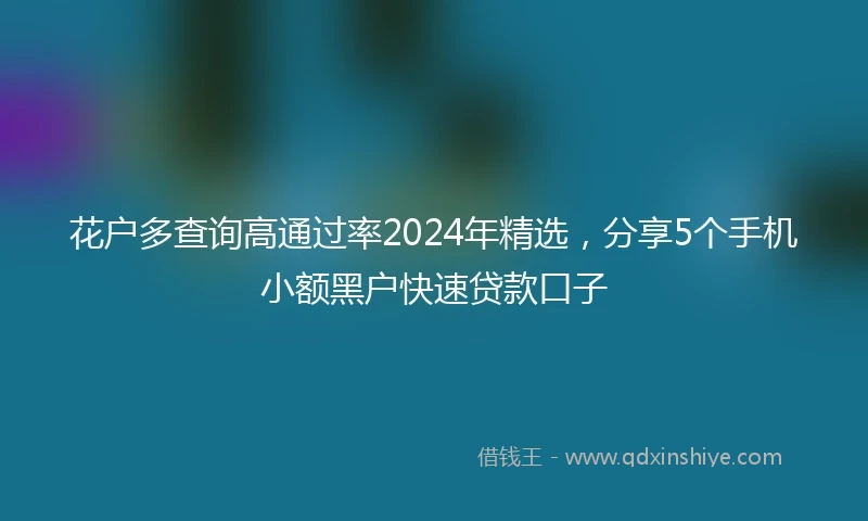 花户多查询高通过率2024年精选,分享5个手机小额黑户快速贷款口子