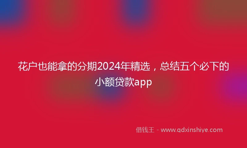 花户也能拿的分期2024年精选，总结五个必下的小额贷款app