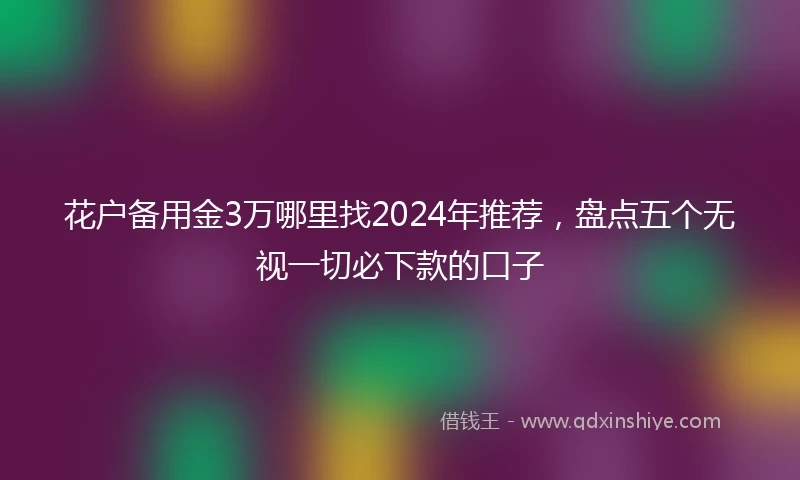 花户备用金3万哪里找2024年推荐，盘点五个无视一切必下款的口子