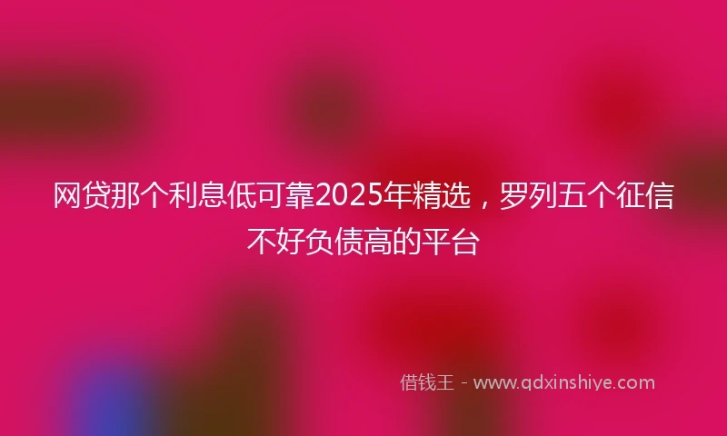 网贷那个利息低可靠2025年精选，罗列五个征信不好负债高的平台