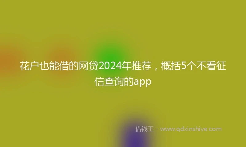 花户也能借的网贷2024年推荐，概括5个不看征信查询的app