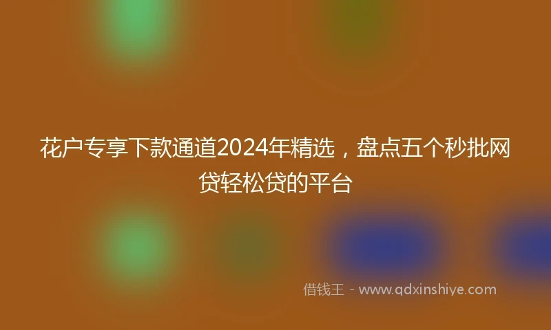 花户专享下款通道2024年精选，盘点五个秒批网贷轻松贷的平台