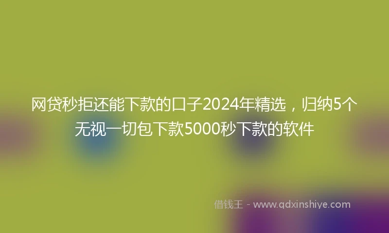 网贷秒拒还能下款的口子2024年精选，归纳5个无视一切包下款5000秒下款的软件