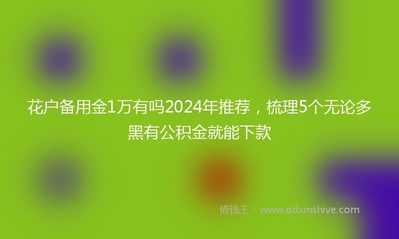 花户备用金1万有吗2024年推荐，梳理5个无论多黑有公积金就能下款