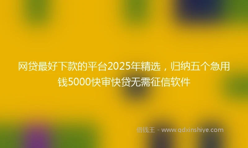 网贷最好下款的平台2025年精选，归纳五个急用钱5000快审快贷无需征信软件