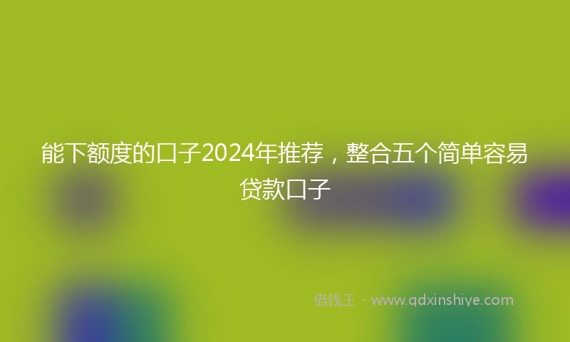 能下额度的口子2024年推荐，整合五个简单容易贷款口子