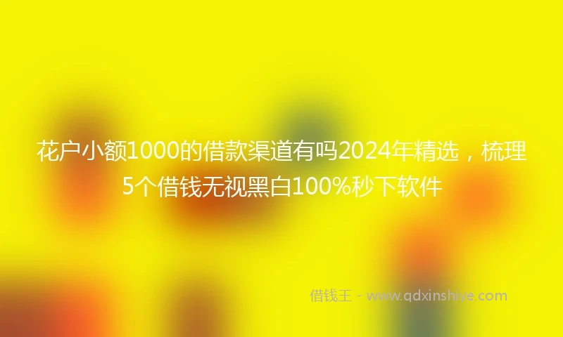 花户小额1000的借款渠道有吗2024年精选,梳理5个借钱无视黑白100%秒下软件