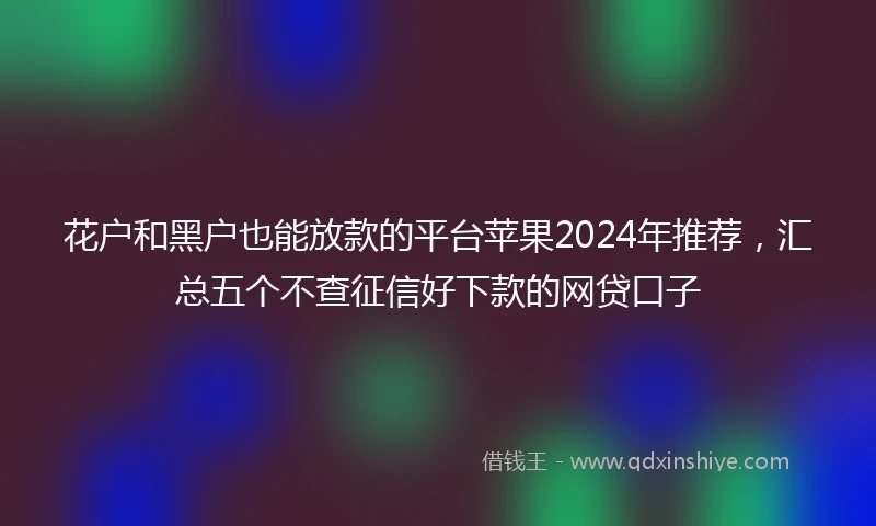 花户和黑户也能放款的平台苹果2024年推荐，汇总五个不查征信好下款的网贷口子