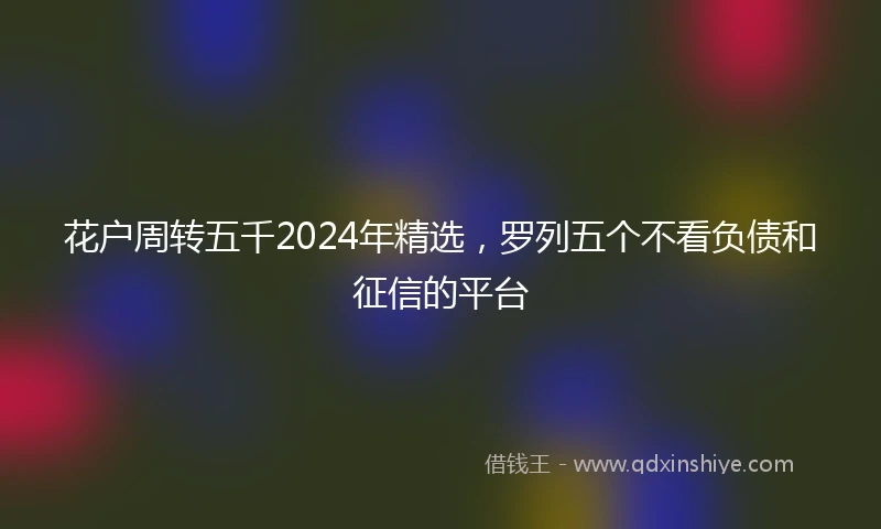 花户周转五千2024年精选，罗列五个不看负债和征信的平台
