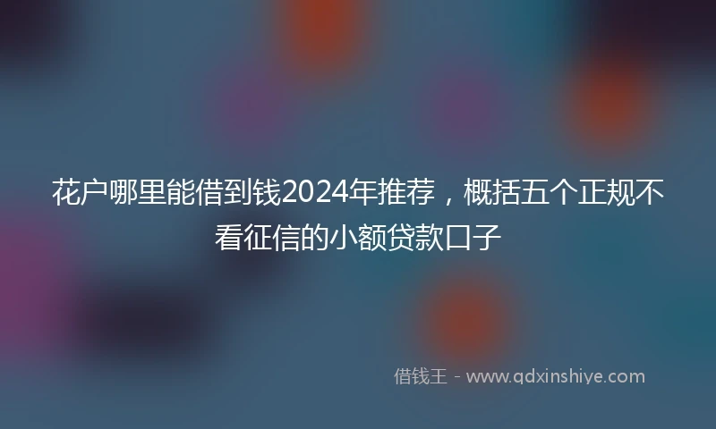 花户哪里能借到钱2024年推荐，概括五个正规不看征信的小额贷款口子