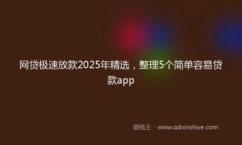 网贷极速放款2025年精选，整理5个简单容易贷款app