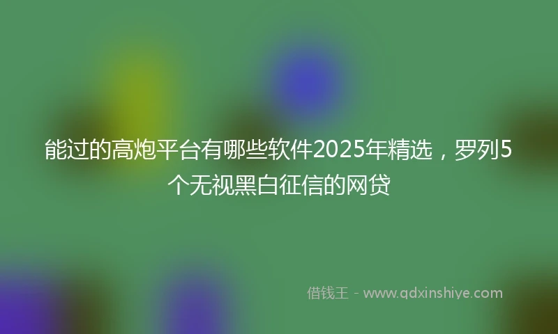 能过的高炮平台有哪些软件2025年精选，罗列5个无视黑白征信的网贷