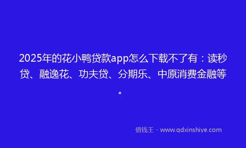 2025年的花小鸭贷款app怎么下载不了有：读秒贷、融逸花、功夫贷、分期乐、中原消费金融等。