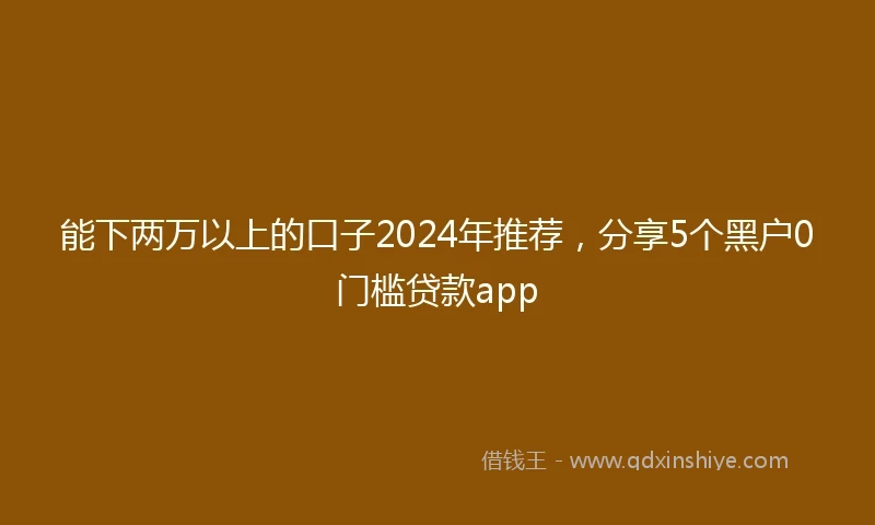 能下两万以上的口子2024年推荐，分享5个黑户0门槛贷款app