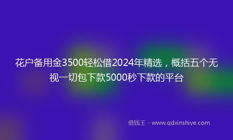 花户备用金3500轻松借2024年精选，概括五个无视一切包下款5000秒下款的平台