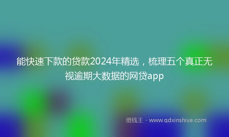 能快速下款的贷款2024年精选，梳理五个真正无视逾期大数据的网贷app