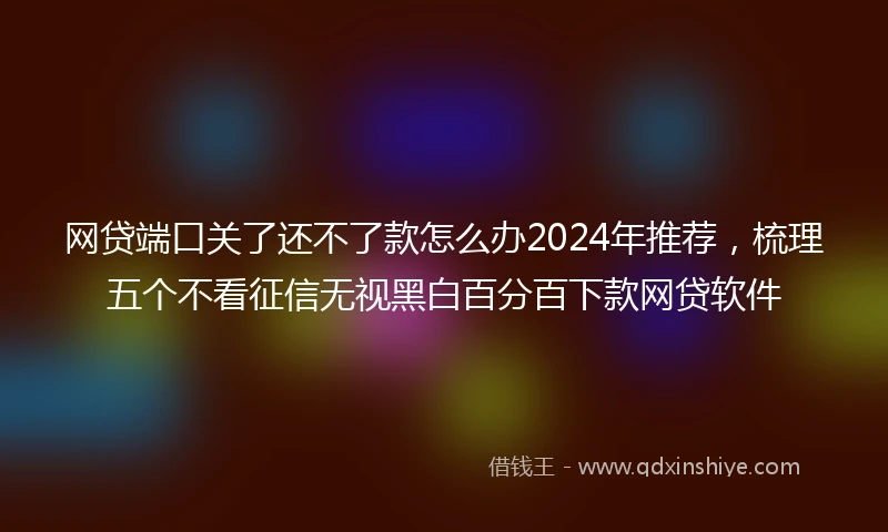 网贷端口关了还不了款怎么办2024年推荐，梳理五个不看征信无视黑白百分百下款网贷软件
