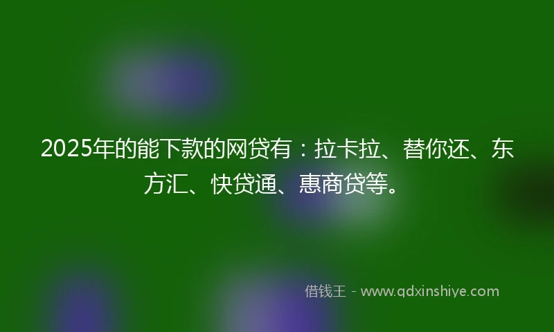 2025年的能下款的网贷有：拉卡拉、替你还、东方汇、快贷通、惠商贷等。