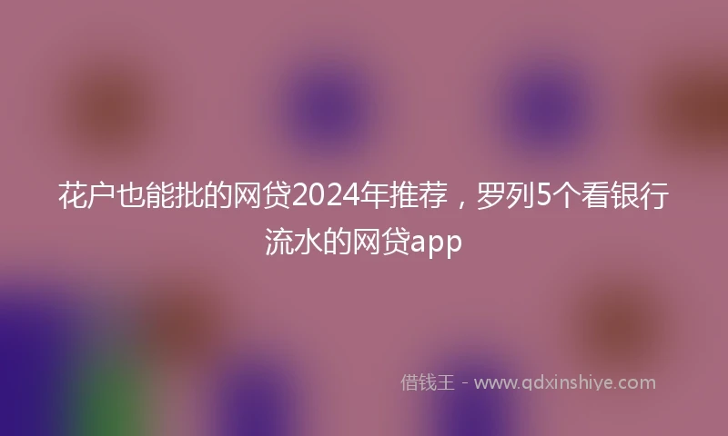 花户也能批的网贷2024年推荐，罗列5个看银行流水的网贷app