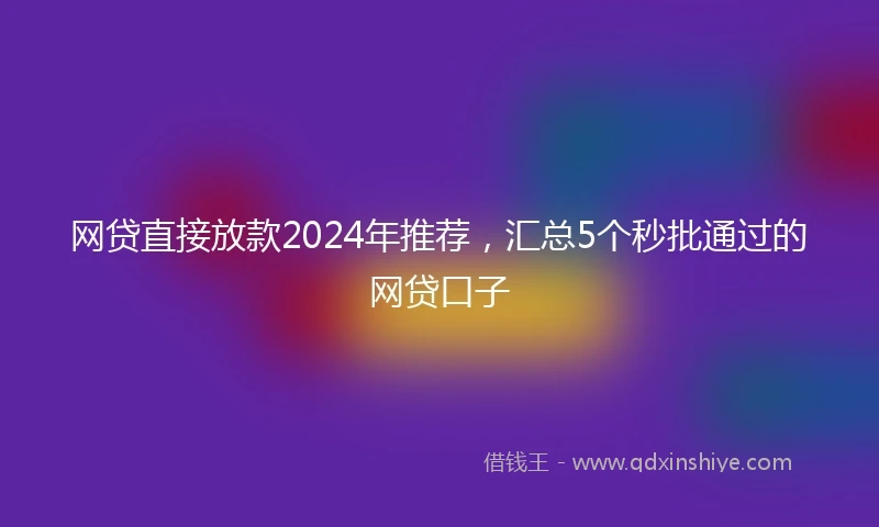 网贷直接放款2024年推荐，汇总5个秒批通过的网贷口子