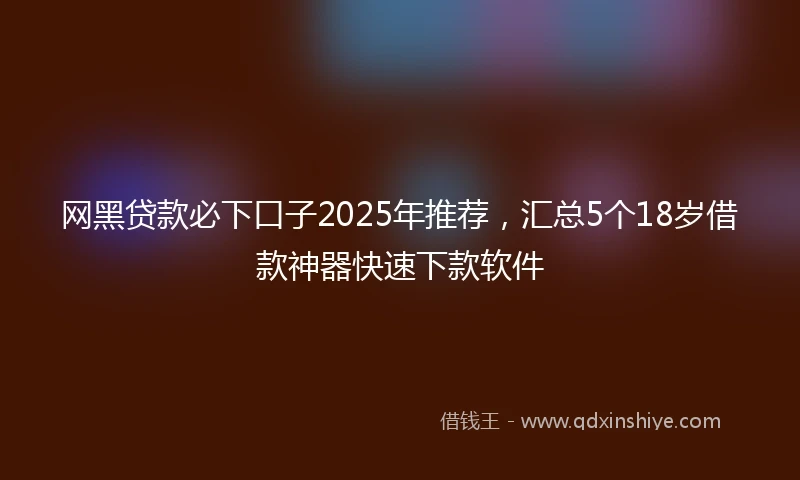 网黑贷款必下口子2025年推荐，汇总5个18岁借款神器快速下款软件
