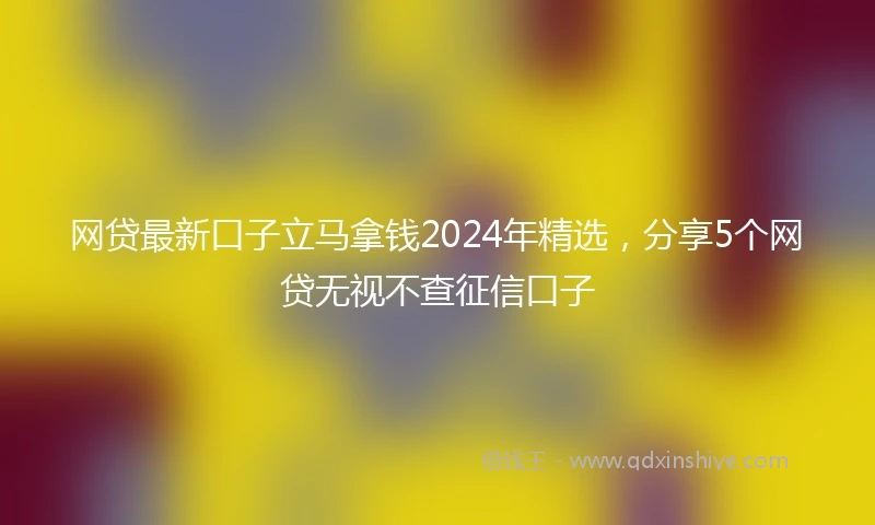 网贷最新口子立马拿钱2024年精选，分享5个网贷无视不查征信口子