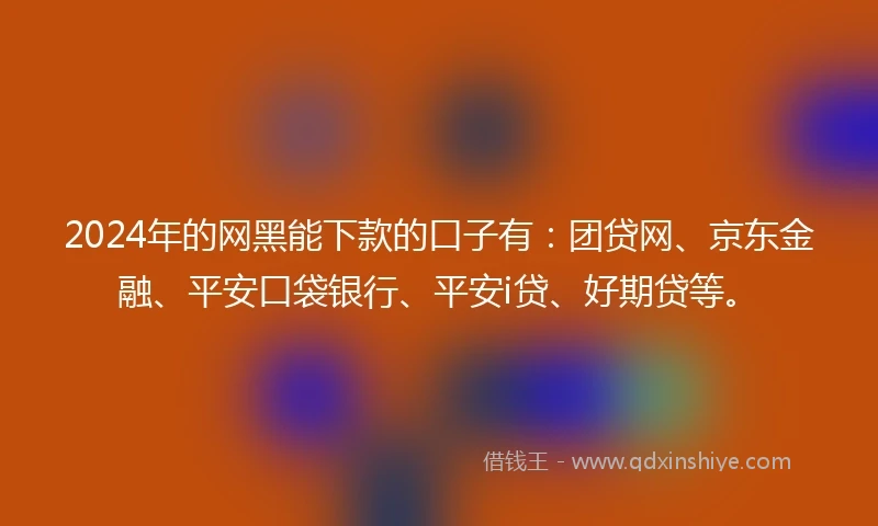 2024年的网黑能下款的口子有：团贷网、京东金融、平安口袋银行、平安i贷、好期贷等。