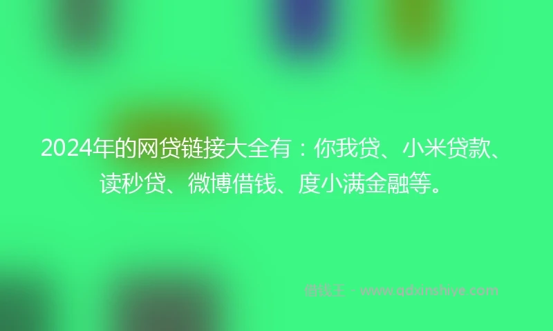 2024年的网贷链接大全有：你我贷、小米贷款、读秒贷、微博借钱、度小满金融等。