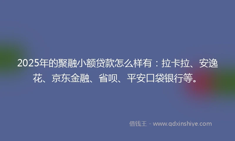 2025年的聚融小额贷款怎么样有：拉卡拉、安逸花、京东金融、省呗、平安口袋银行等。