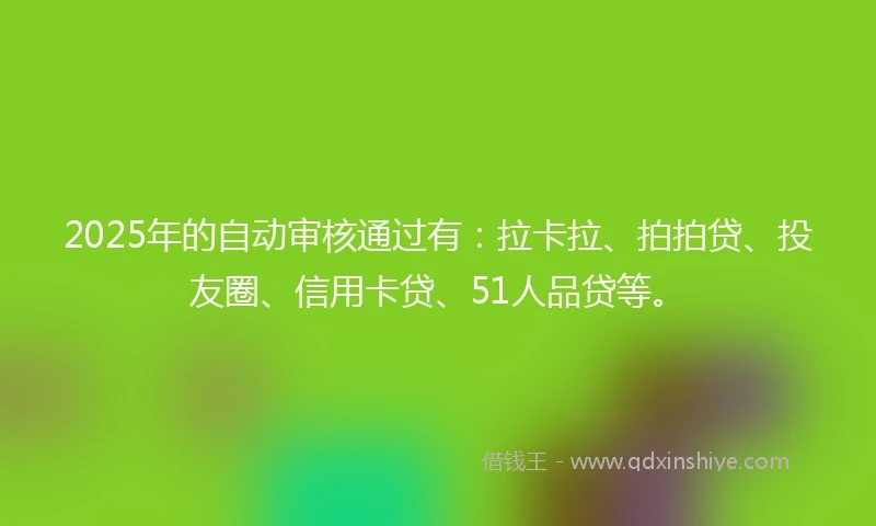 2025年的自动审核通过有：拉卡拉、拍拍贷、投友圈、信用卡贷、51人品贷等。