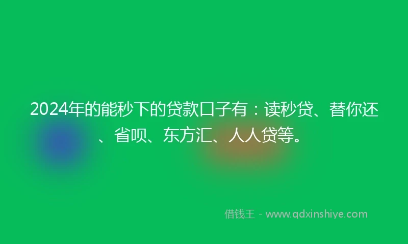 2024年的能秒下的贷款口子有：读秒贷、替你还、省呗、东方汇、人人贷等。