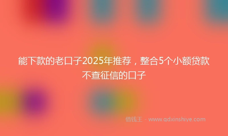 能下款的老口子2025年推荐，整合5个小额贷款不查征信的口子