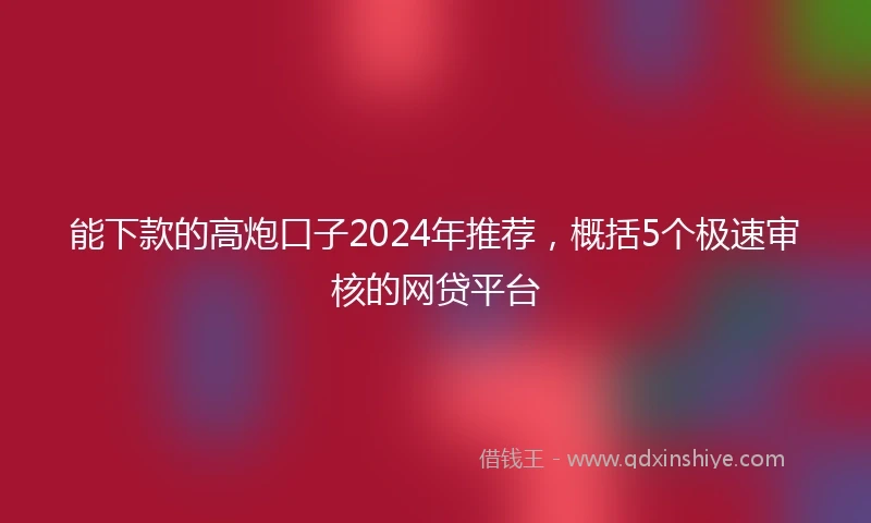 能下款的高炮口子2024年推荐，概括5个极速审核的网贷平台