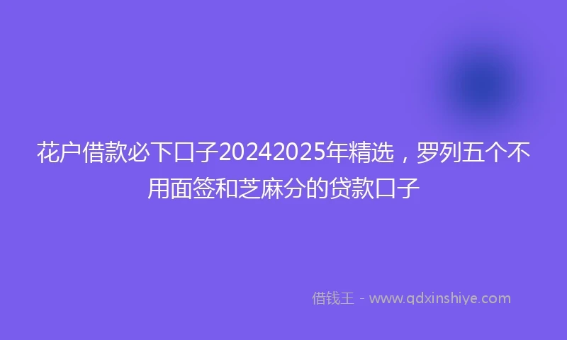 花户借款必下口子20242025年精选，罗列五个不用面签和芝麻分的贷款口子