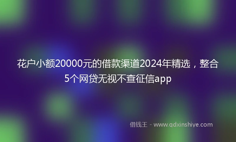 花户小额20000元的借款渠道2024年精选，整合5个网贷无视不查征信app