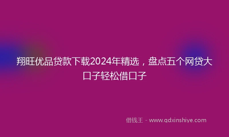 翔旺优品贷款下载2024年精选，盘点五个网贷大口子轻松借口子