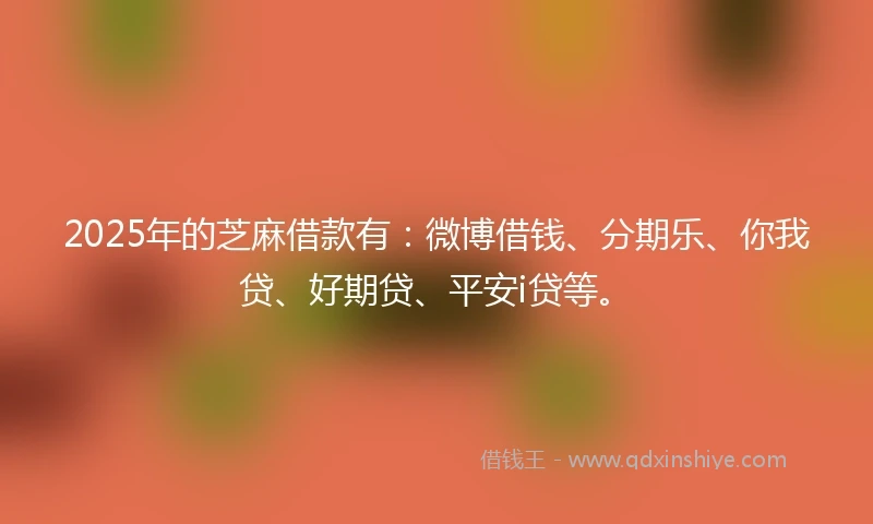2025年的芝麻借款有：微博借钱、分期乐、你我贷、好期贷、平安i贷等。