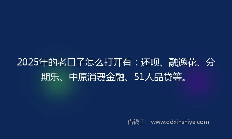 2025年的老口子怎么打开有：还呗、融逸花、分期乐、中原消费金融、51人品贷等。