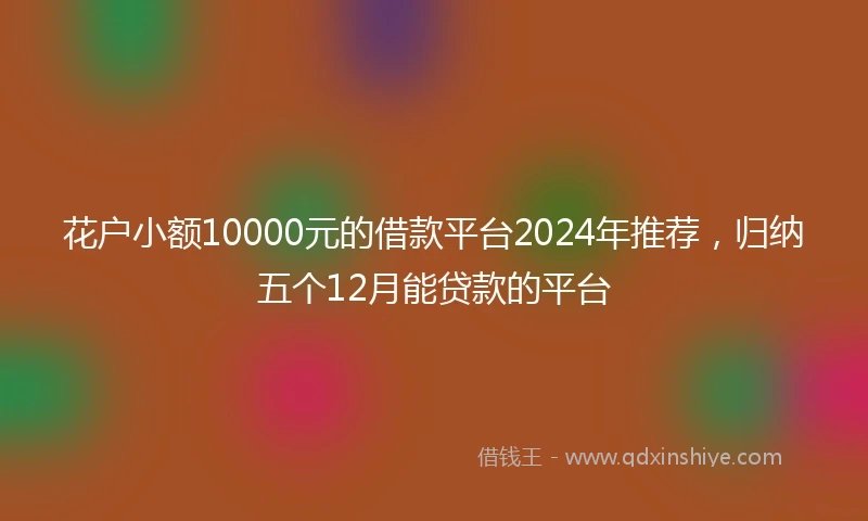 花户小额10000元的借款平台2024年推荐，归纳五个12月能贷款的平台