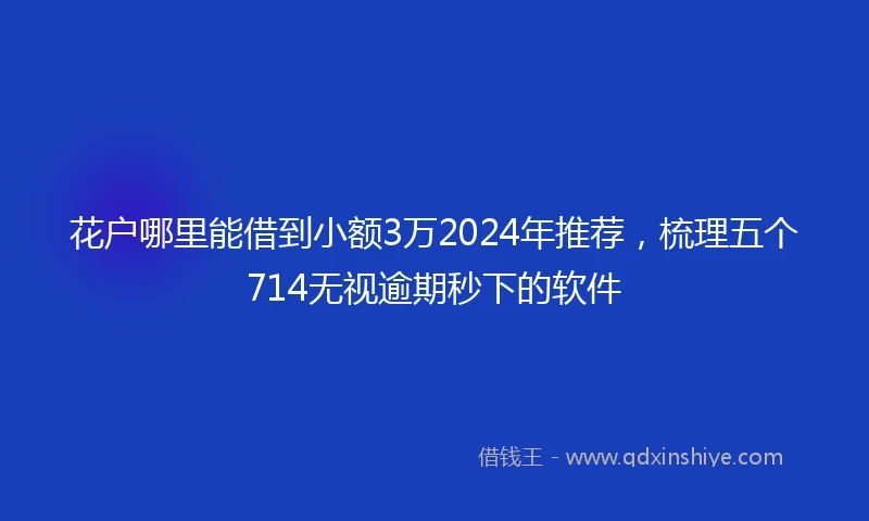 花户哪里能借到小额3万2024年推荐,梳理五个714无视逾期秒下的软件