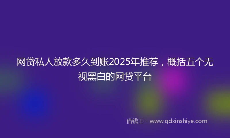 网贷私人放款多久到账2025年推荐，概括五个无视黑白的网贷平台