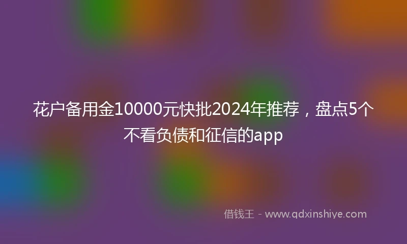 花户备用金10000元快批2024年推荐，盘点5个不看负债和征信的app