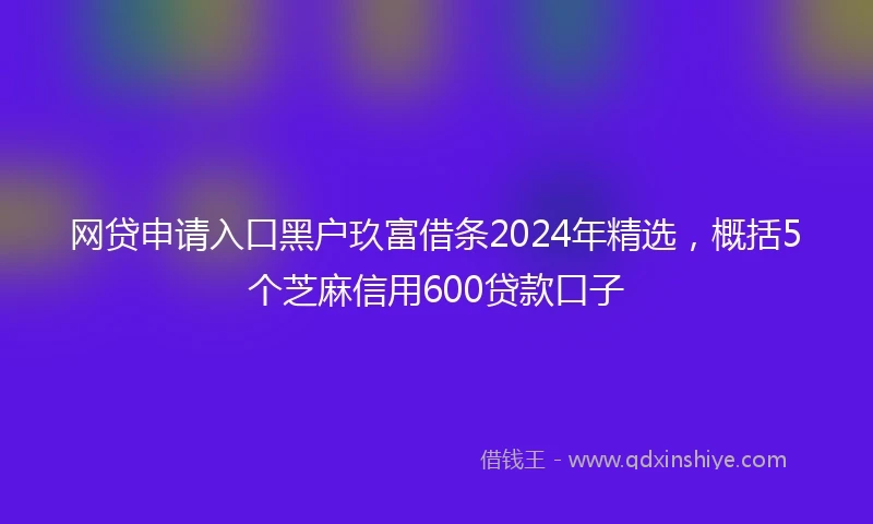 网贷申请入口黑户玖富借条2024年精选，概括5个芝麻信用600贷款口子