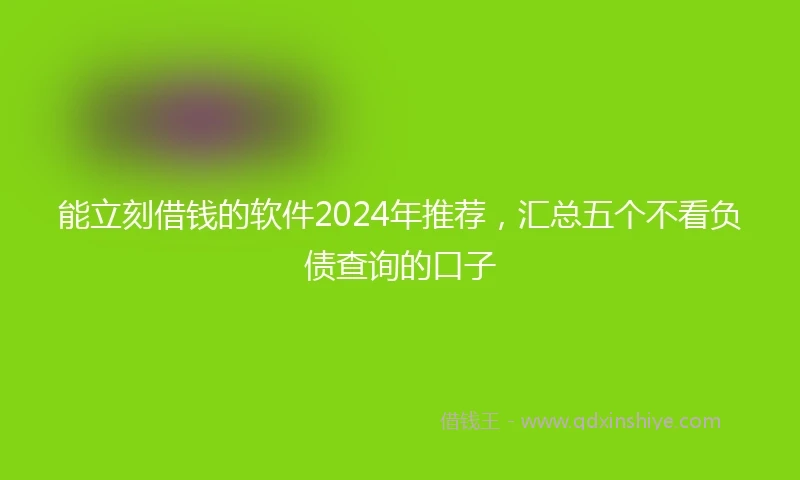 能立刻借钱的软件2024年推荐，汇总五个不看负债查询的口子