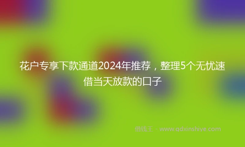 花户专享下款通道2024年推荐，整理5个无忧速借当天放款的口子